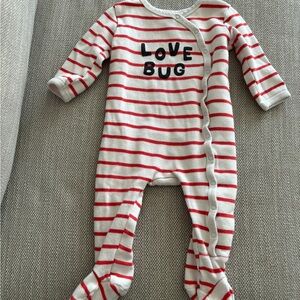Pottery Barn Kids Red and White Striped Organic Cotton One Piece